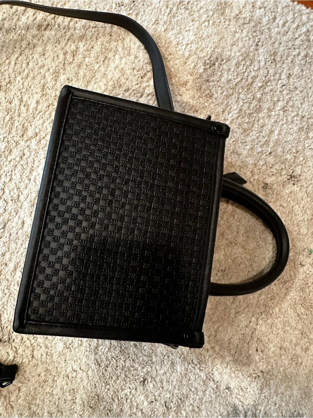 Steve Madden Black Structured Black Women's Crossbody Tote - Designer Style